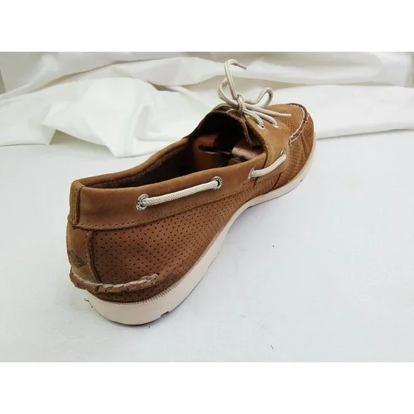 Sperry Top Sider Size 15M Men Camel Mesh Leather Lace Up Low Boat Shoes STS15514 - Picture 8 of 12